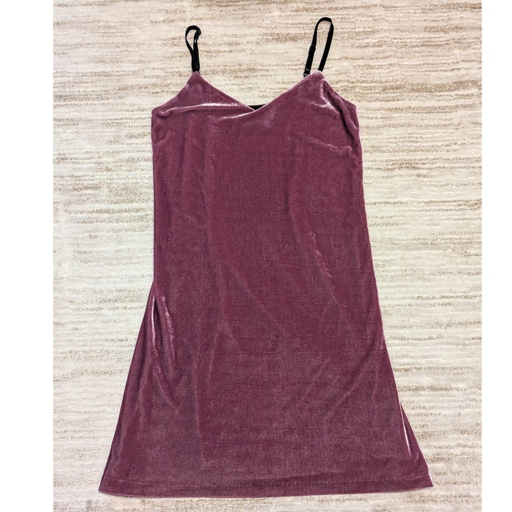 Necessary Objects Velvet Slip Dress Sz S Mauve Pink Mini 90s Y2K Grunge Clubwear